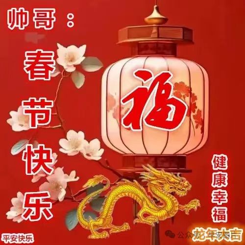 2月10日春節快樂今日大年初一龍年春節快樂祝福語圖片表情大全愿君新年吉祥安康FB體育 FB體育平臺愿君龍年大吉(圖26)